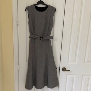 Ann Taylor Gray Midi Dress with Belt